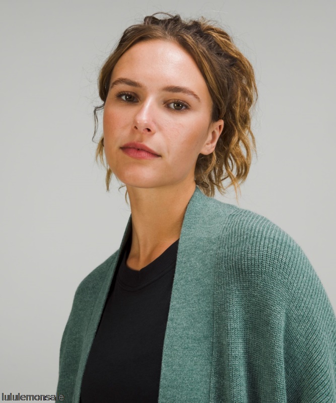 Lululemon Damen DELULU481 | Lululemon Deutschland Gerippter Langer Wickelpullover Aus Gerippter Merinowollmischung In Tidewater Teal
